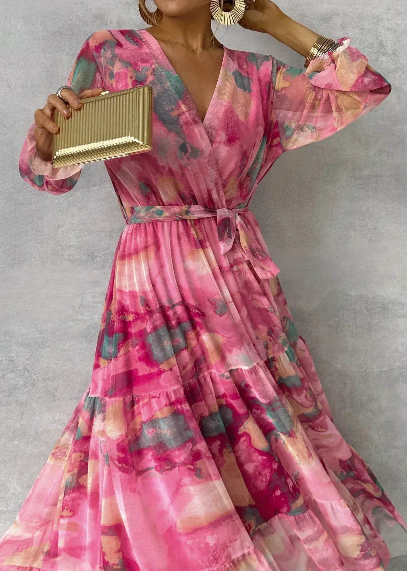 Women's Floral Long Sleeve Wrap Dress 4