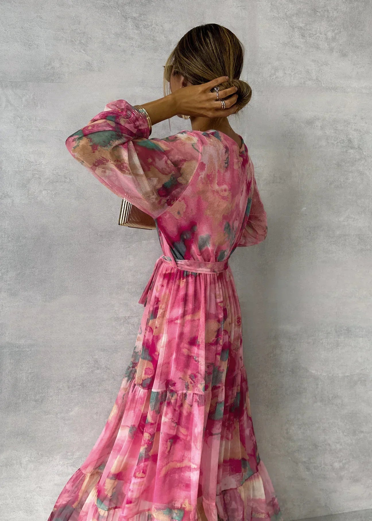 Women's Floral Long Sleeve Wrap Dress 3