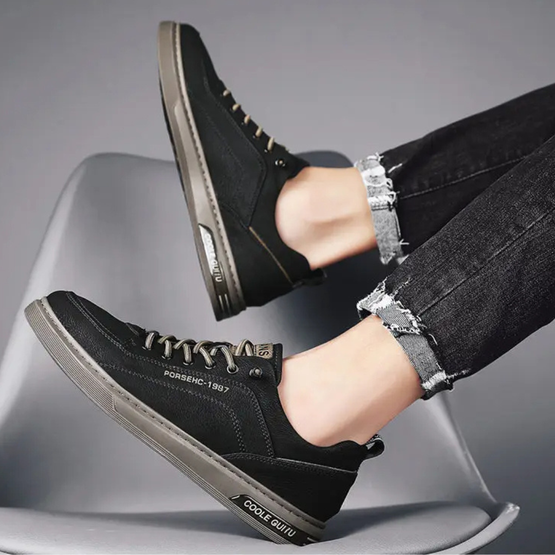 Men's Leather Sneakers Casual Retro Trainers-5