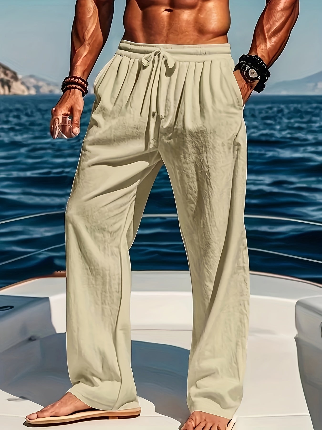 Variant image for Men's Cotton Casual Trousers Chinos Lightweight Breathable-1
