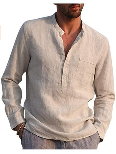 Variant image for Men's Cotton Long Sleeve V-Neck Shirt-33