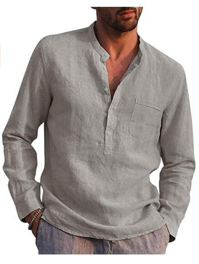 Variant image for Men's Cotton Long Sleeve V-Neck Shirt-25