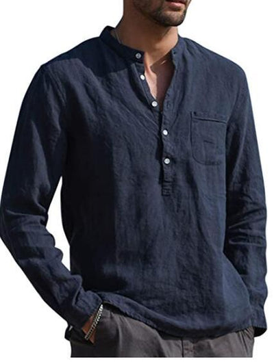 Variant image for Men's Cotton Long Sleeve V-Neck Shirt-17