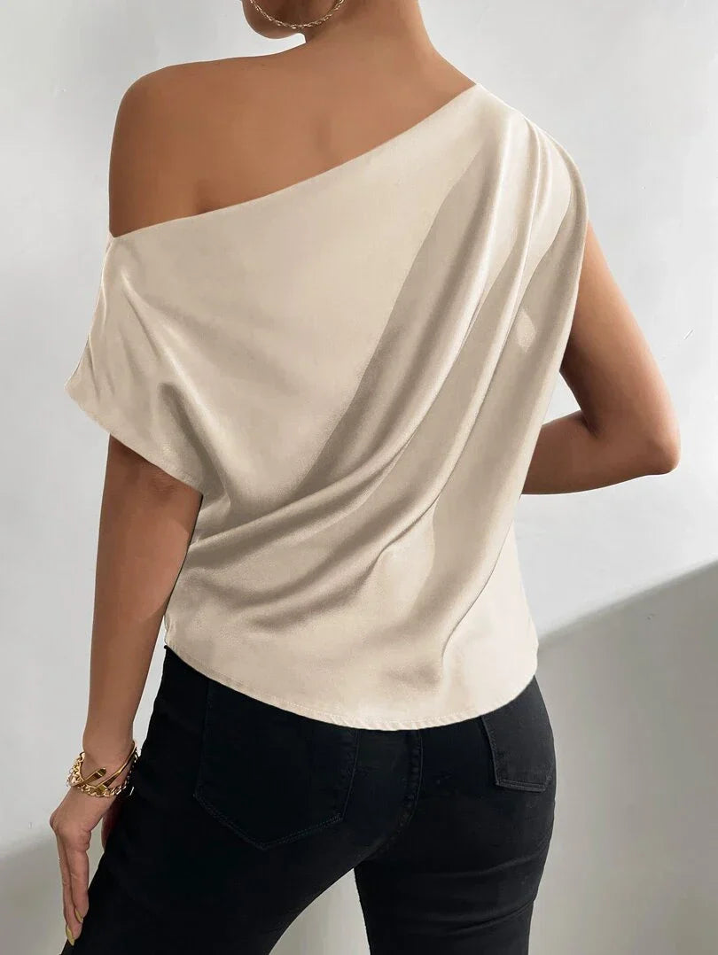 Women's Silk Off-Shoulder T-Shirt-3