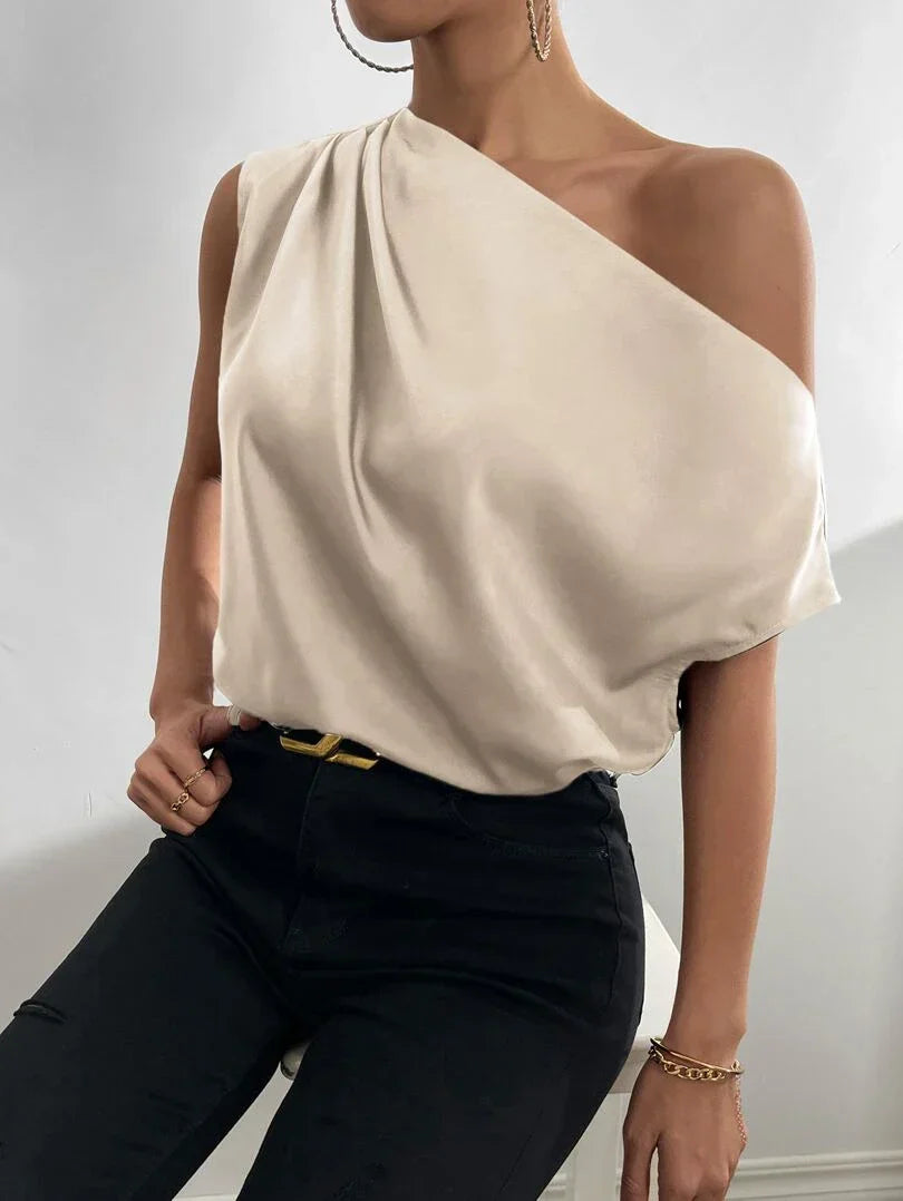 Women's Silk Off-Shoulder T-Shirt-2