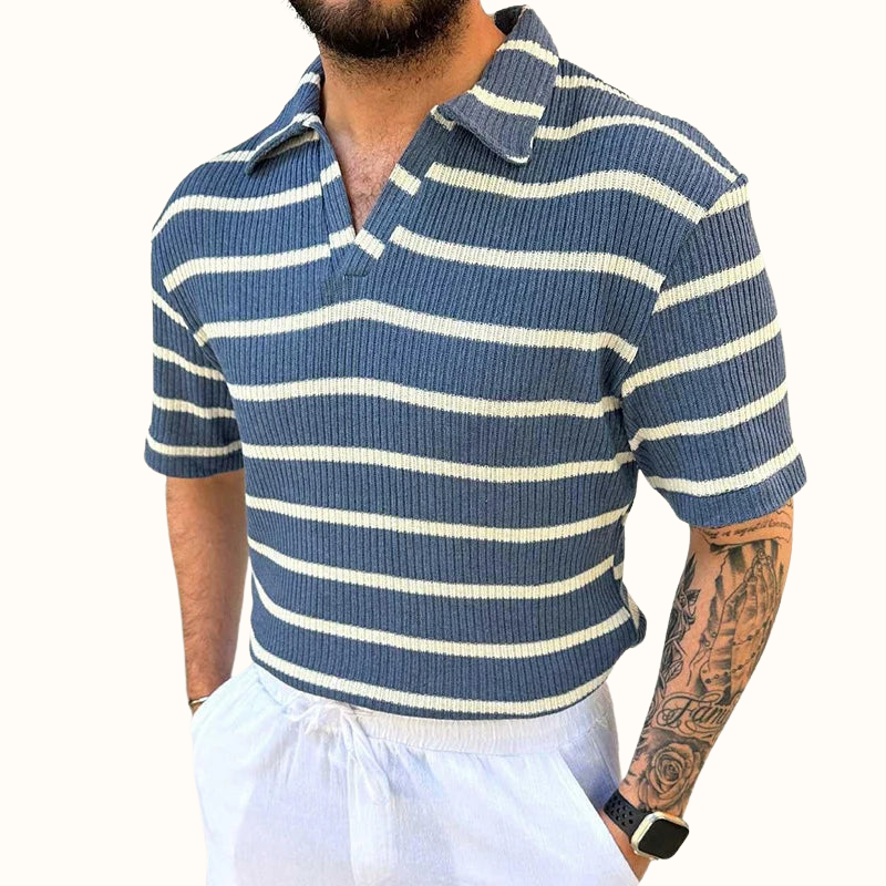 Men's Tailored Polo Shirt with Relaxed Johnny Collar 2