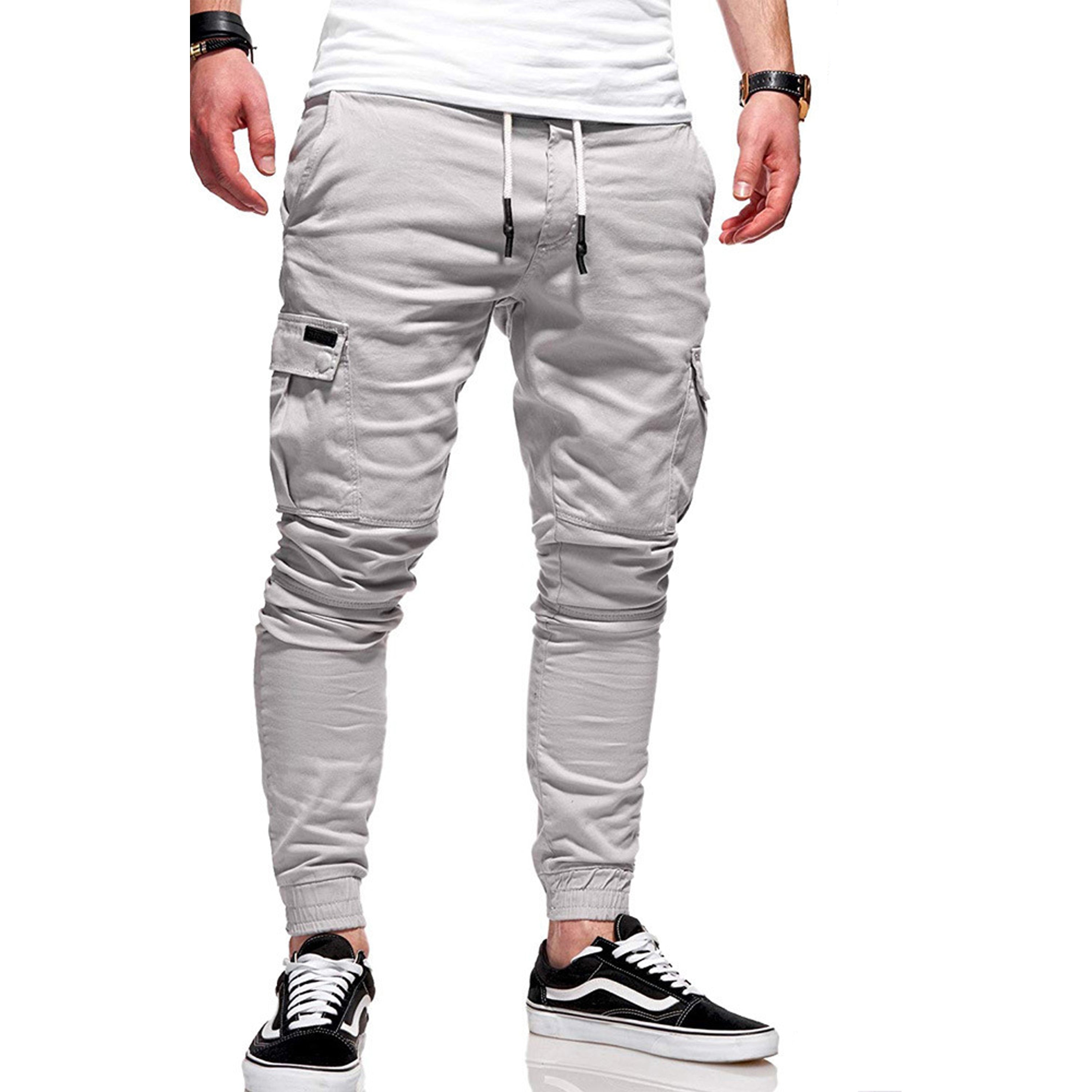Men's Cotton Cargo Joggers with Pockets-2