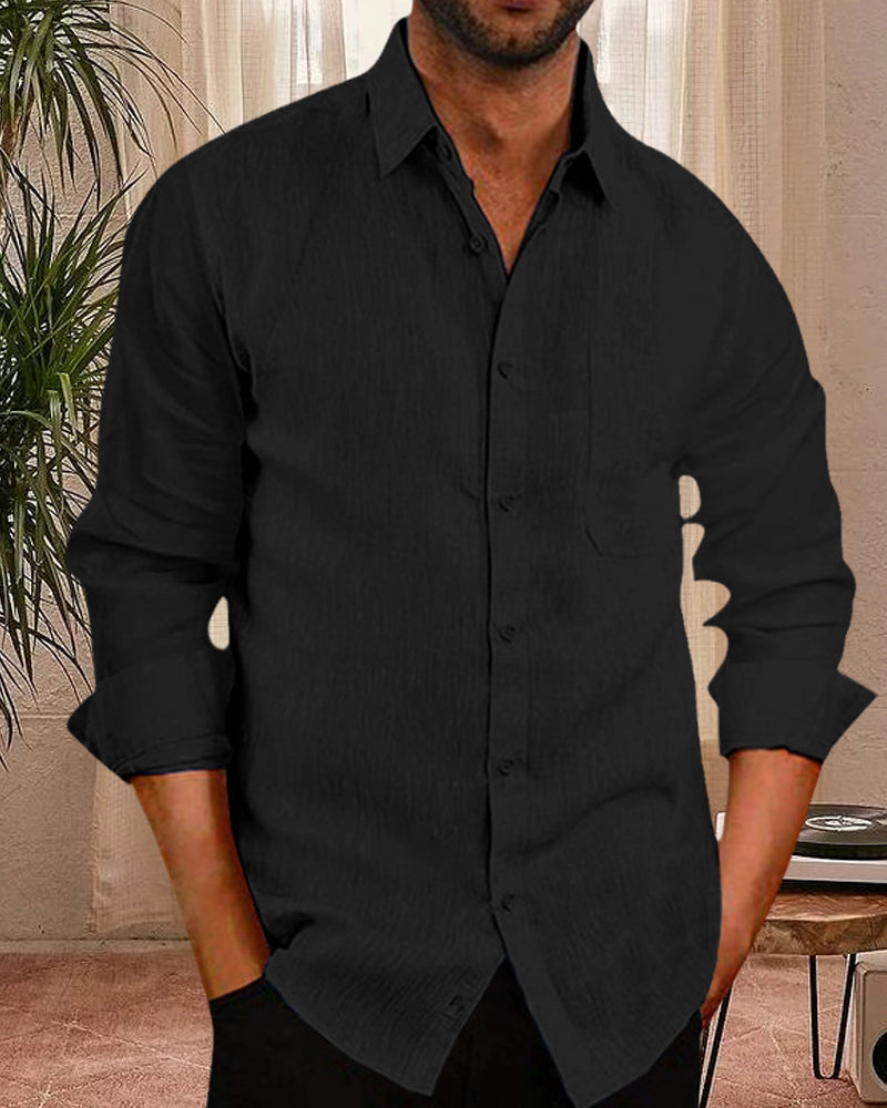 Men's Cotton Long-Sleeved Dress Shirt-2