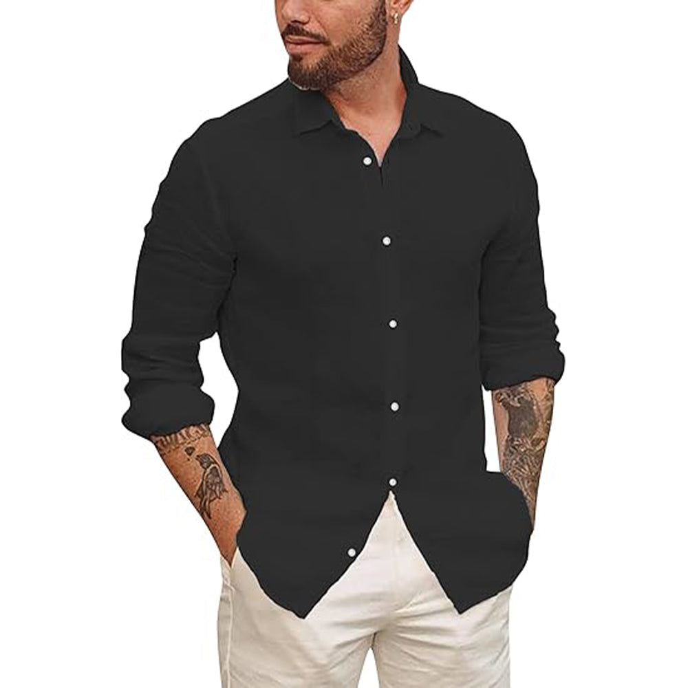 Variant image for Men's Linen Shirt - Lightweight Casual Blend for Comfort-31