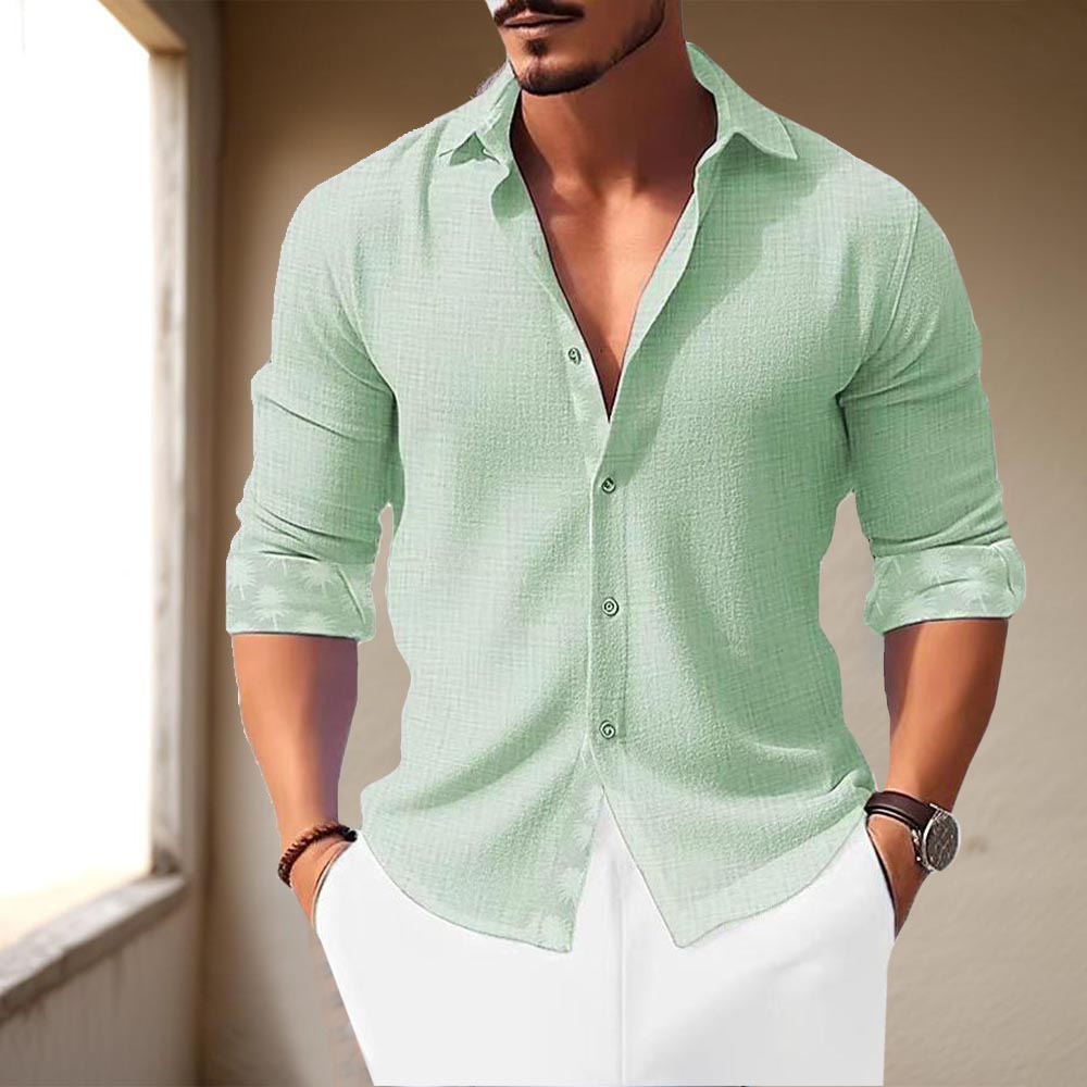Men's Dress Shirt with Classic Collar and Unique Cuff Design 5
