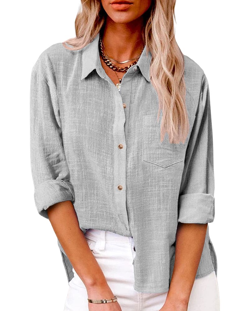 Women's Linen Button-Down Shirt-6