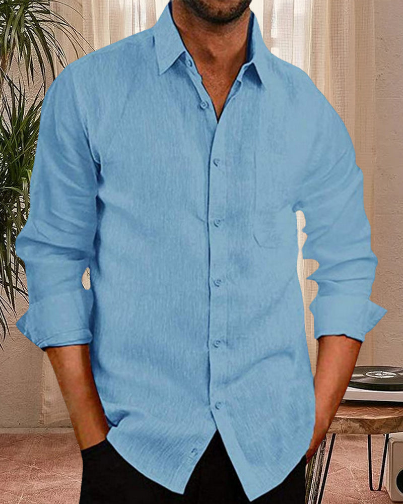 Men's Cotton Long-Sleeved Dress Shirt-4