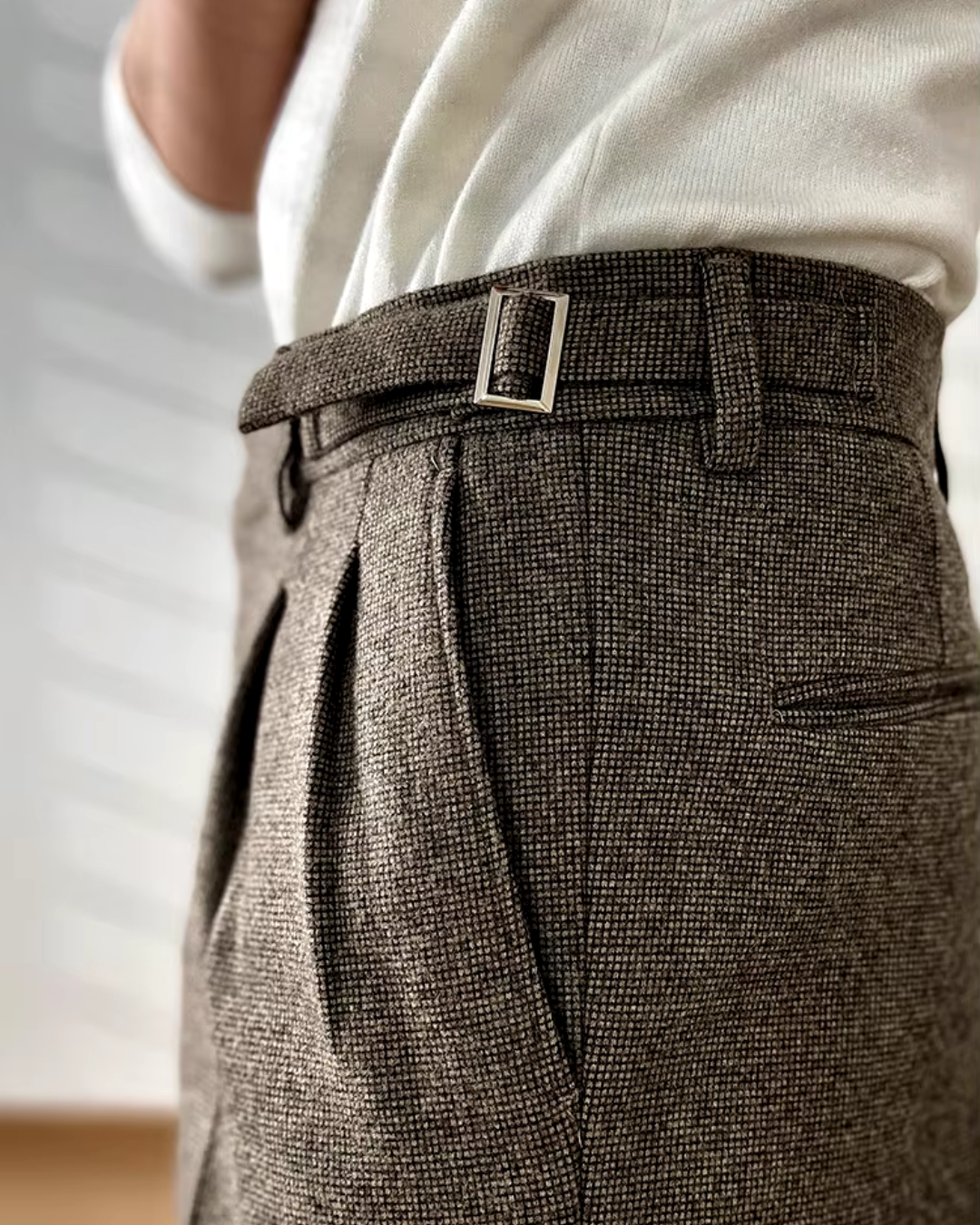Men's Wool-Blend Trousers Tailored Fit-3