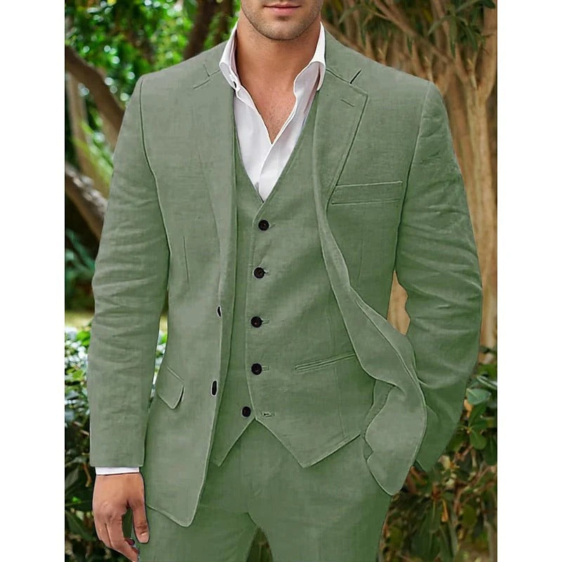 Men's Linen 3-Piece Suit Set-2