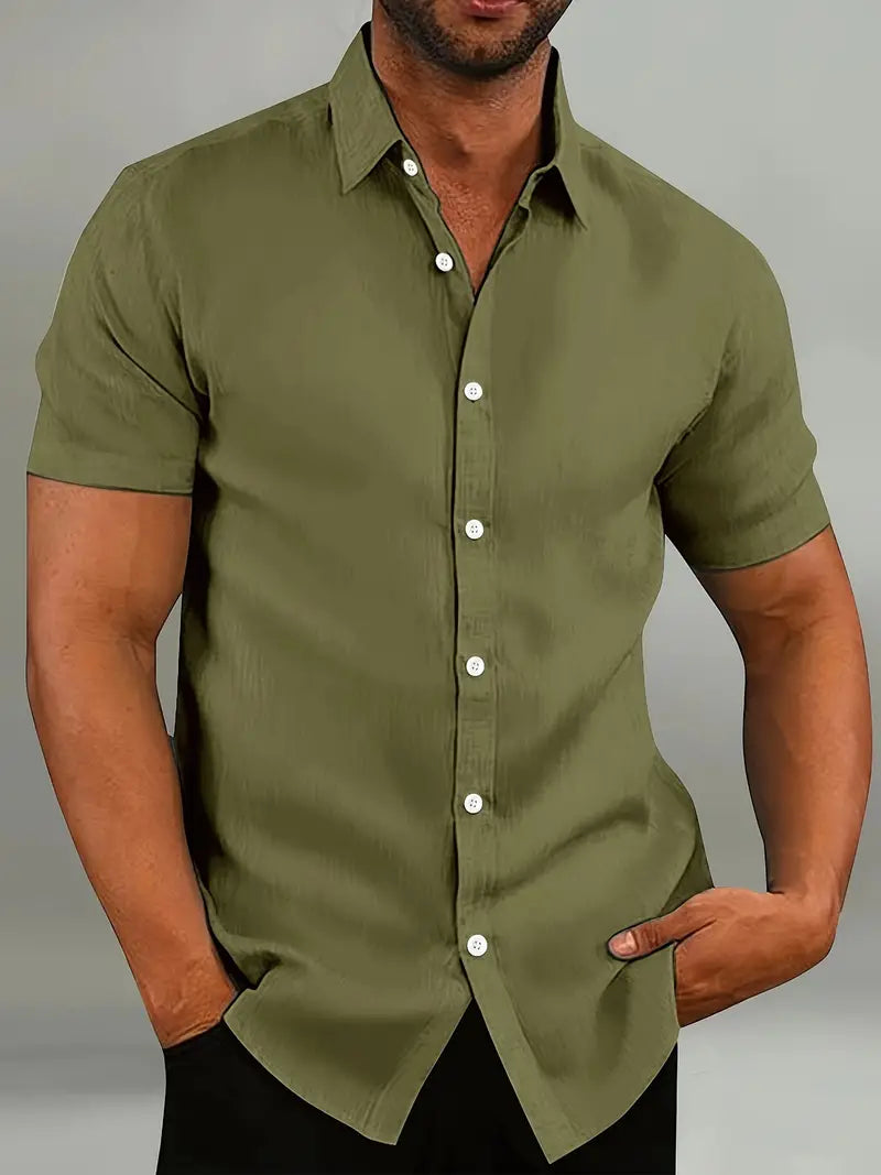 Variant image for Men's Cotton Short Sleeve Button-Down Shirt-57