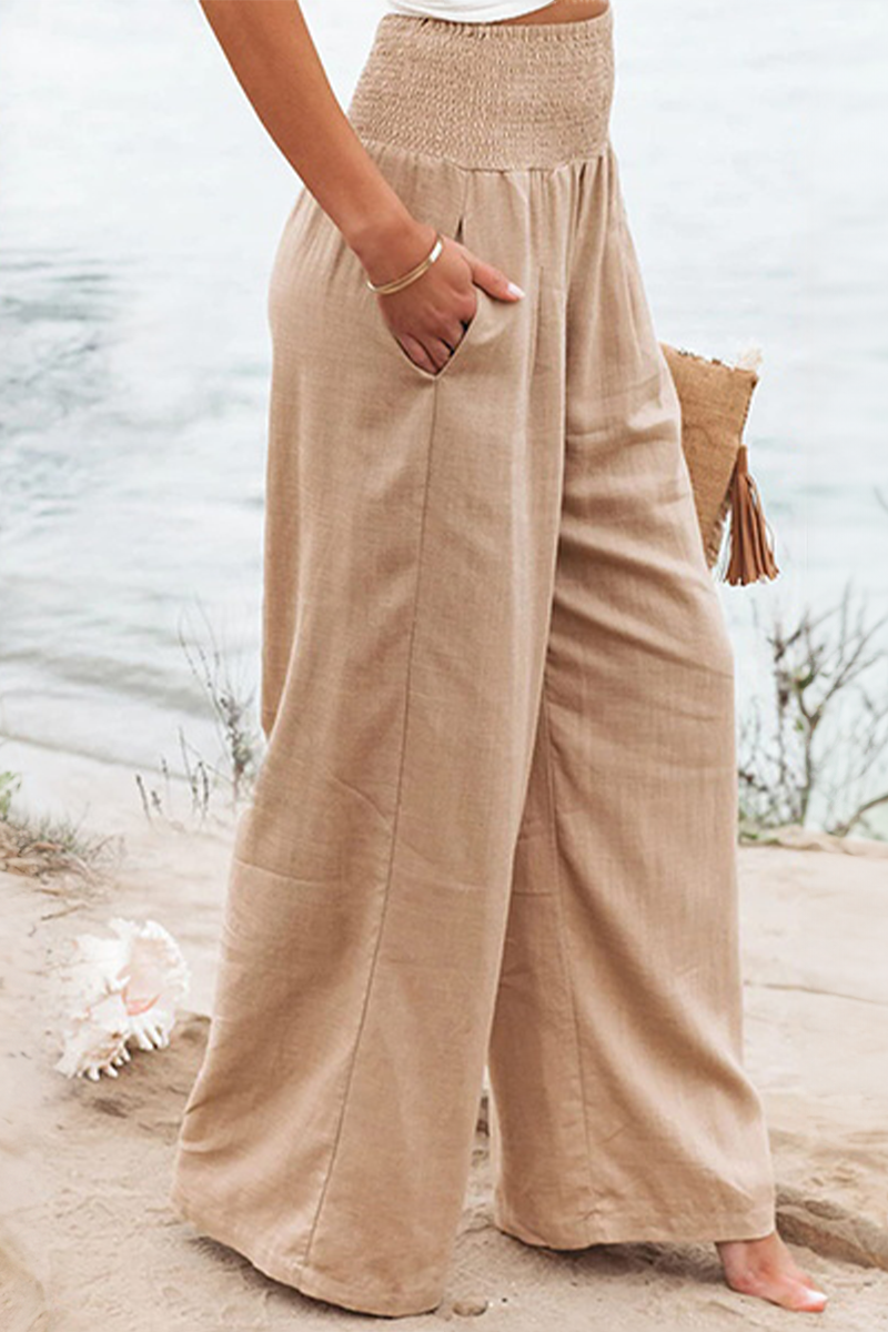 Women's Cotton Wide Leg Trousers-5