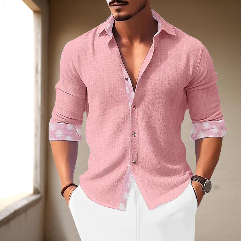 Men's Dress Shirt with Classic Collar and Unique Cuff Design 4
