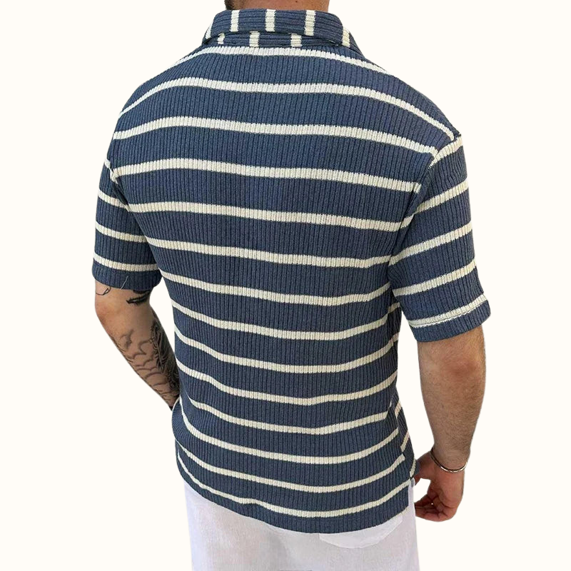 Men's Tailored Polo Shirt with Relaxed Johnny Collar 3
