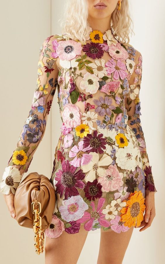 Women's Garden Party Dress with 3D Flower Embroidery 1