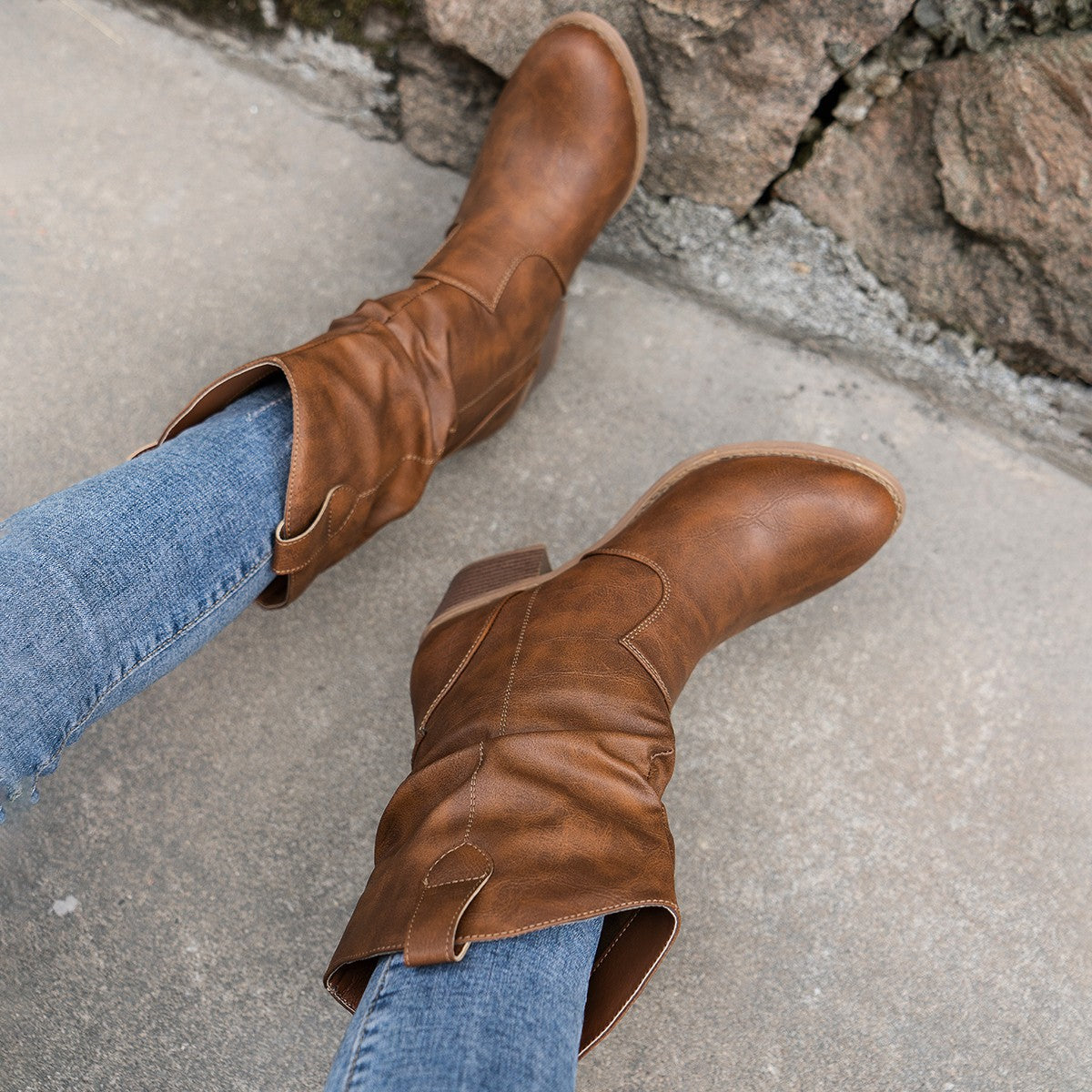 Women's Leather Cowboy Boots-4