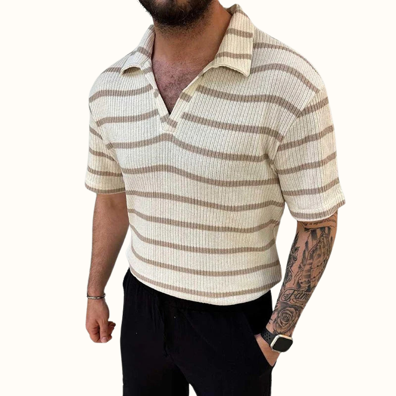 Men's Tailored Polo Shirt with Relaxed Johnny Collar 4