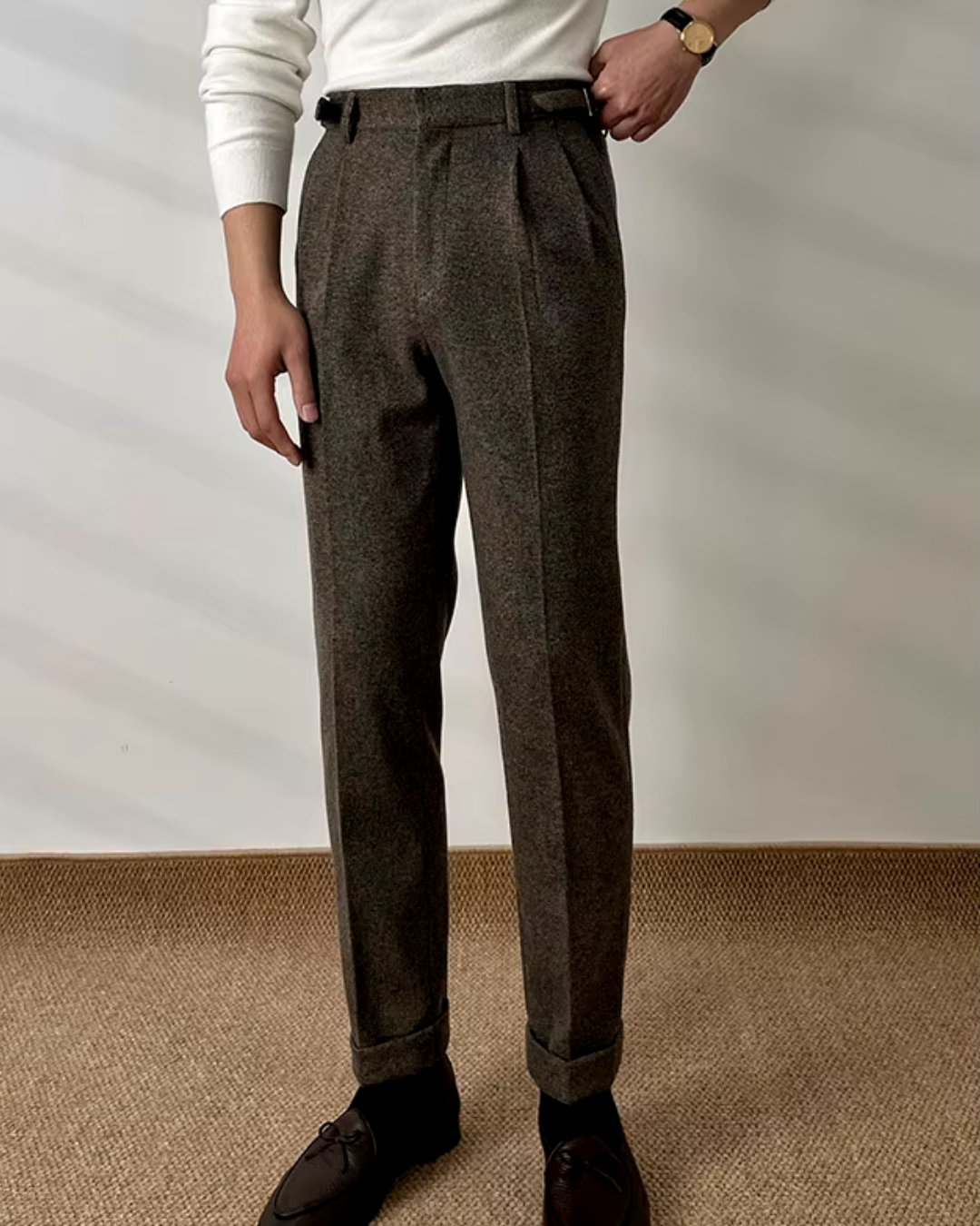 Men's Wool-Blend Trousers Tailored Fit-2