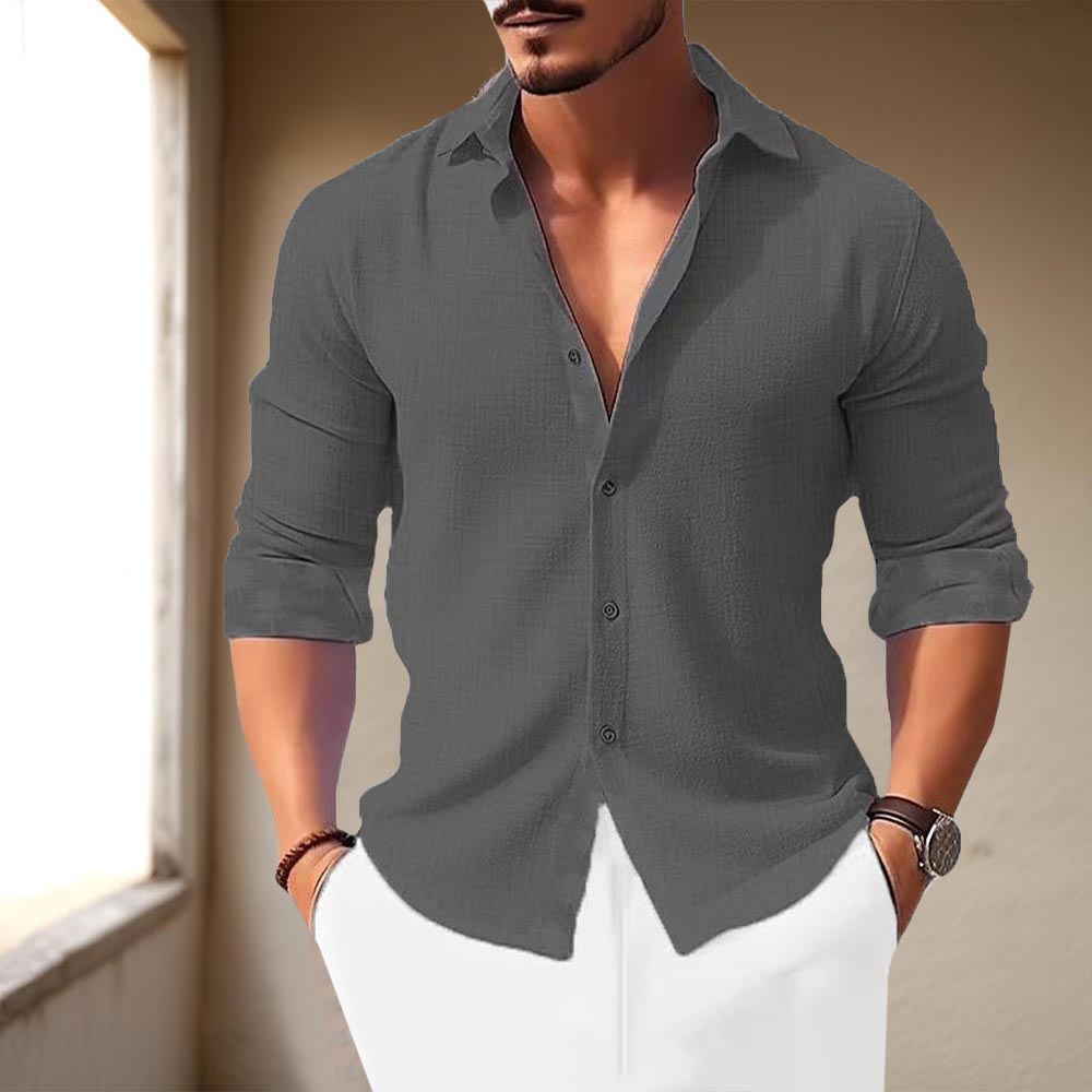 Men's Dress Shirt with Classic Collar and Unique Cuff Design 6