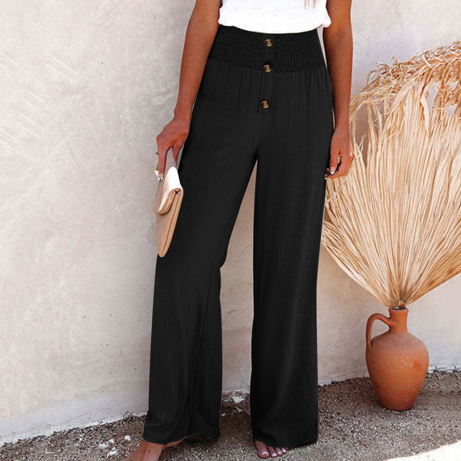 Variant image for Women's Linen Wide Leg Pants-25