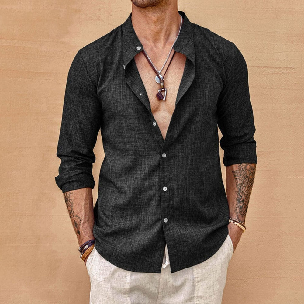Men's Linen Shirt - Relaxed Fit Dress Shirt for Casual & Formal Wear 6