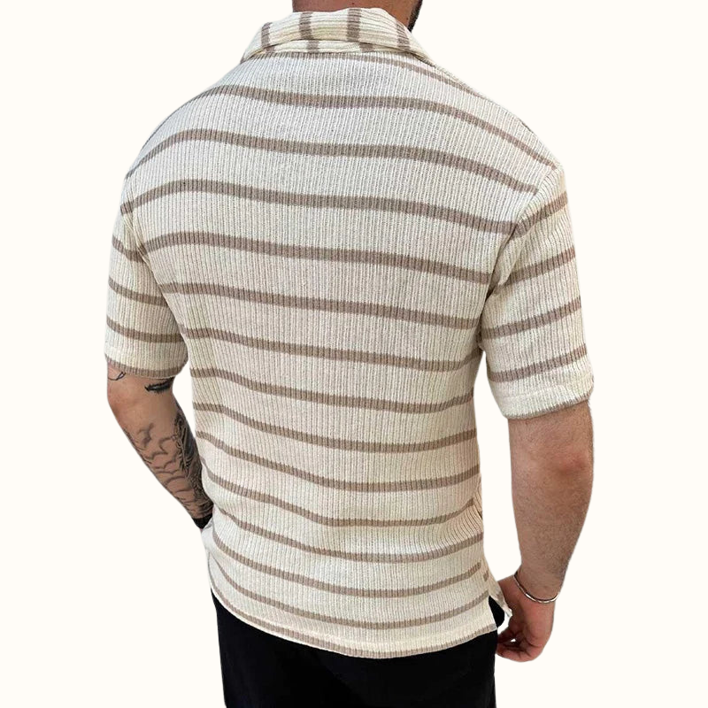 Men's Tailored Polo Shirt with Relaxed Johnny Collar 5