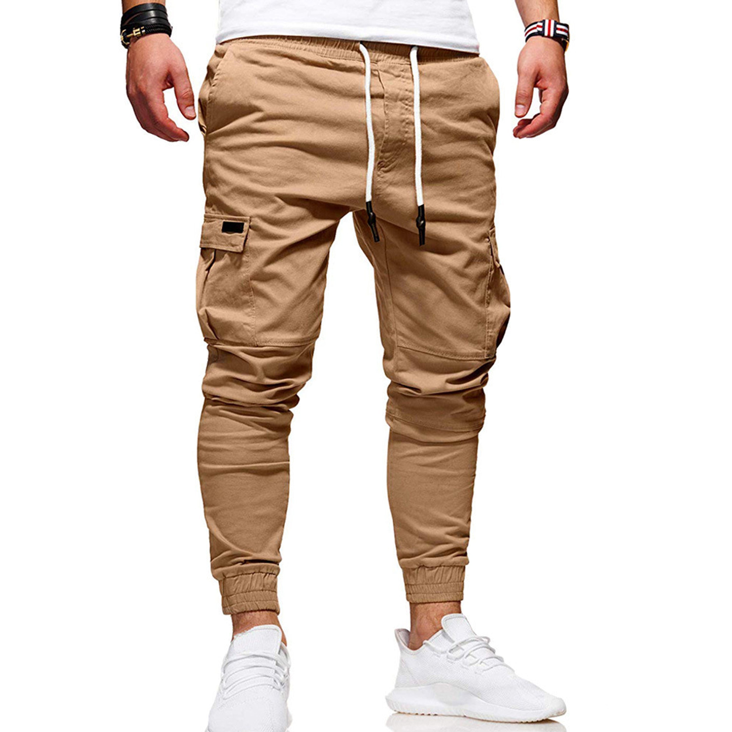 Men's Cotton Cargo Joggers with Pockets-1