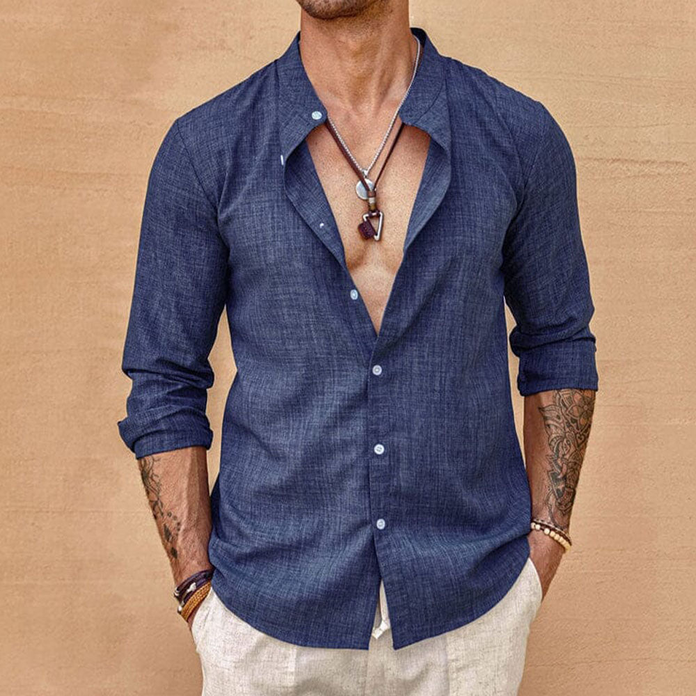 Men's Linen Shirt - Relaxed Fit Dress Shirt for Casual & Formal Wear 5