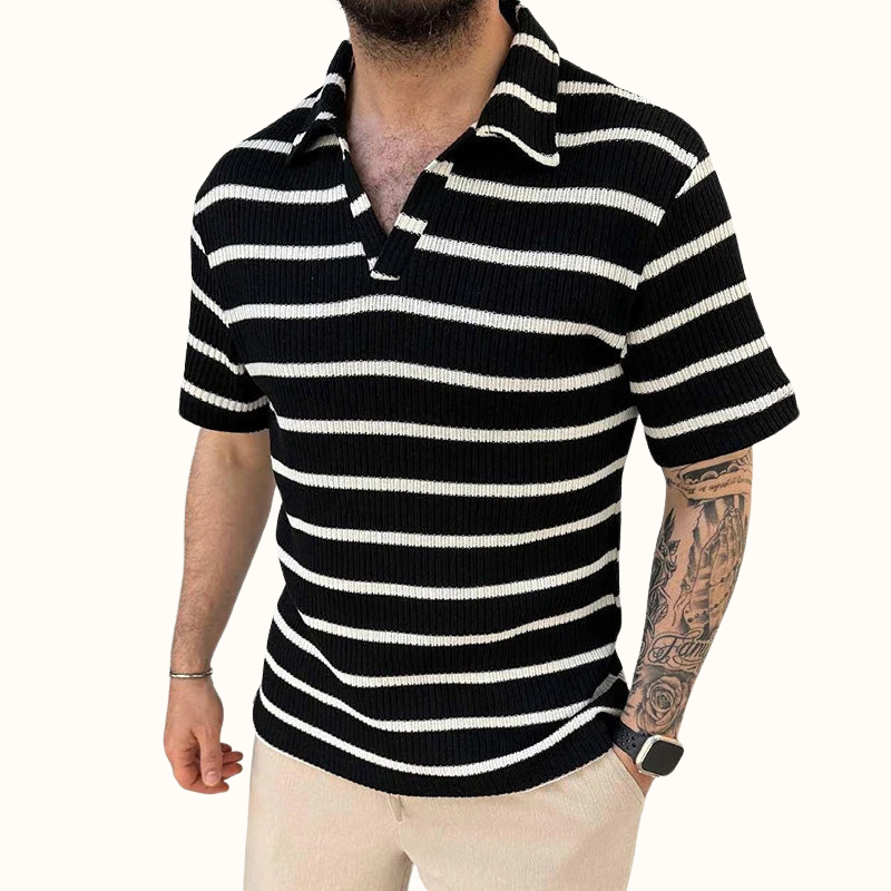 Men's Tailored Polo Shirt with Relaxed Johnny Collar 6