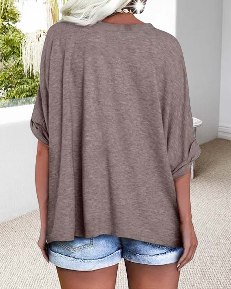 Women's Cotton Casual V-Neck T-Shirt-3