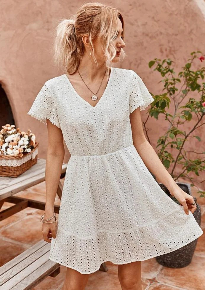Clara | Women's White Embroidered Summer Dress
