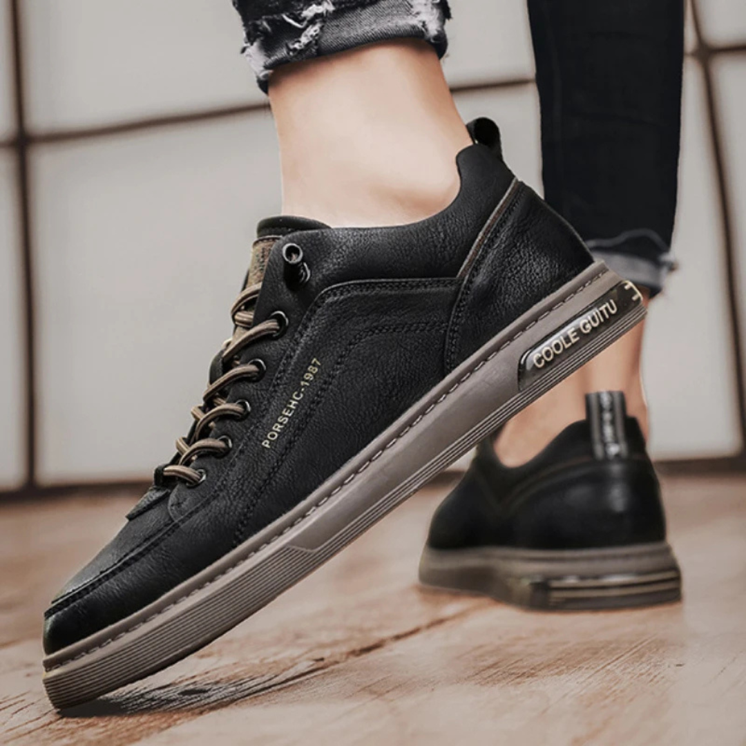 Men's Leather Sneakers Casual Retro Trainers-4