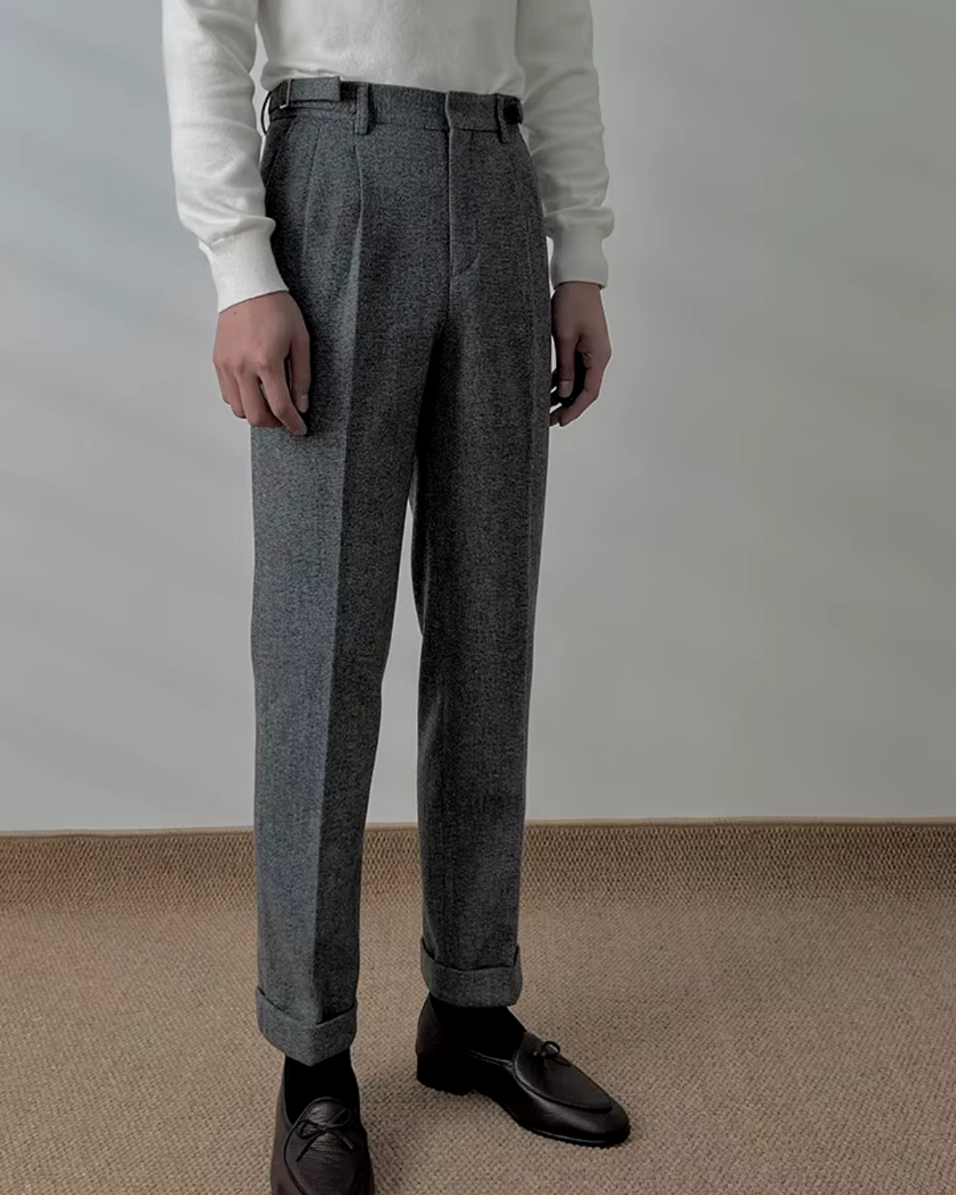 Men's Wool-Blend Trousers Tailored Fit-5
