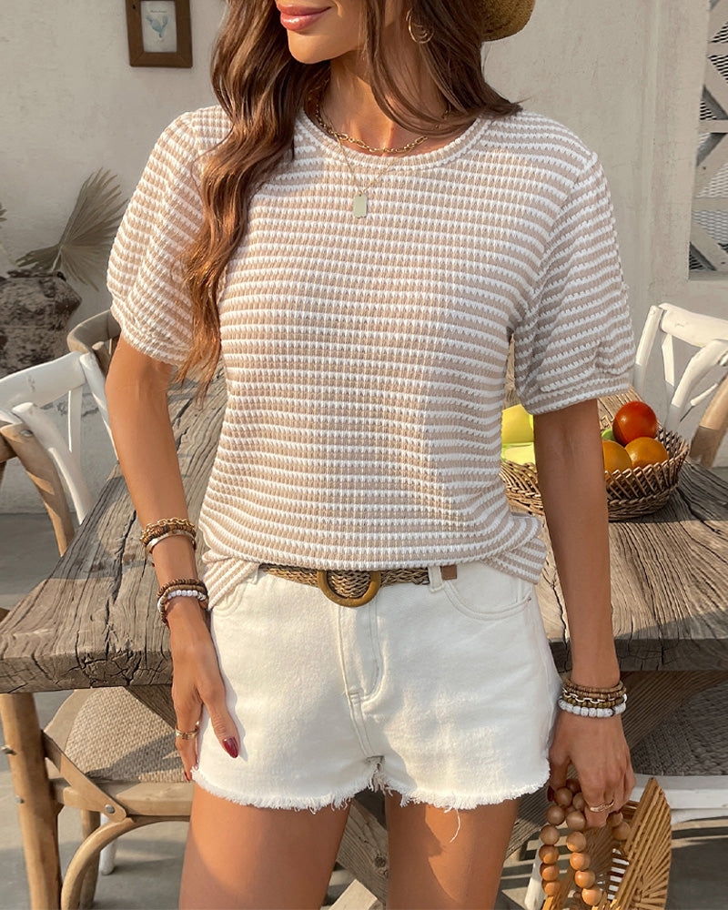 Women's Cotton Blouse Puff Sleeve Top-4