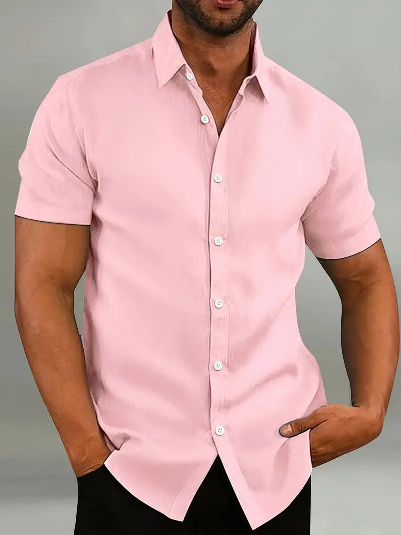 Variant image for Men's Cotton Short Sleeve Button-Down Shirt-30