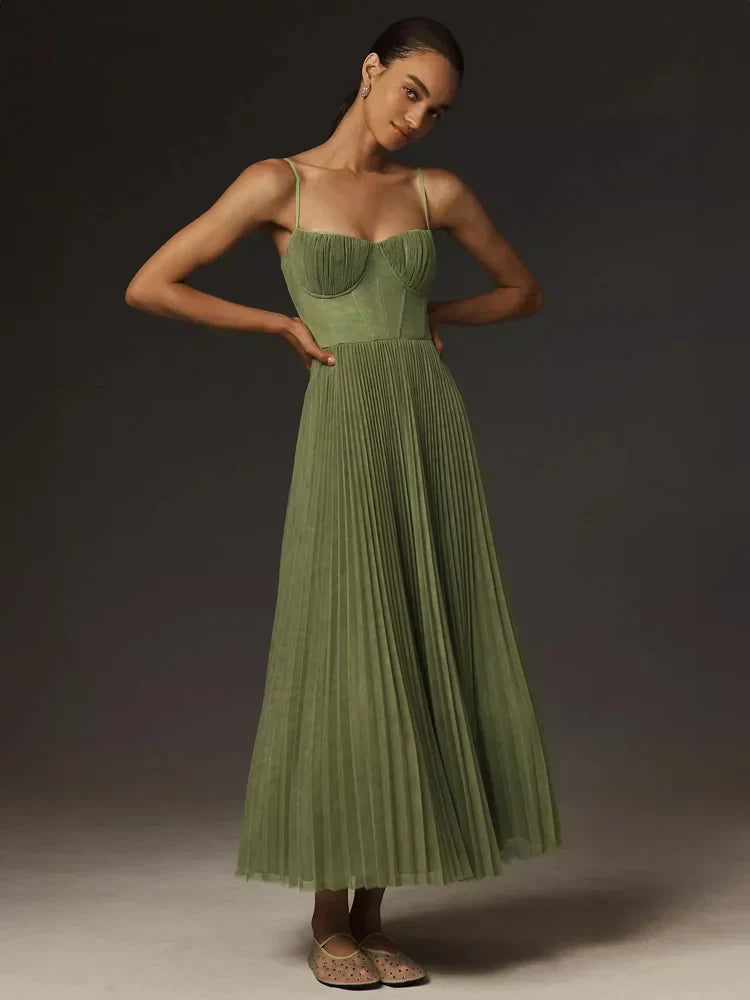 Women's Midi Dress with Pleated Tulle Bustier 1