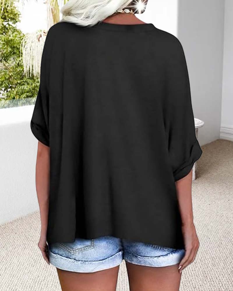 Women's Cotton Casual V-Neck T-Shirt-4