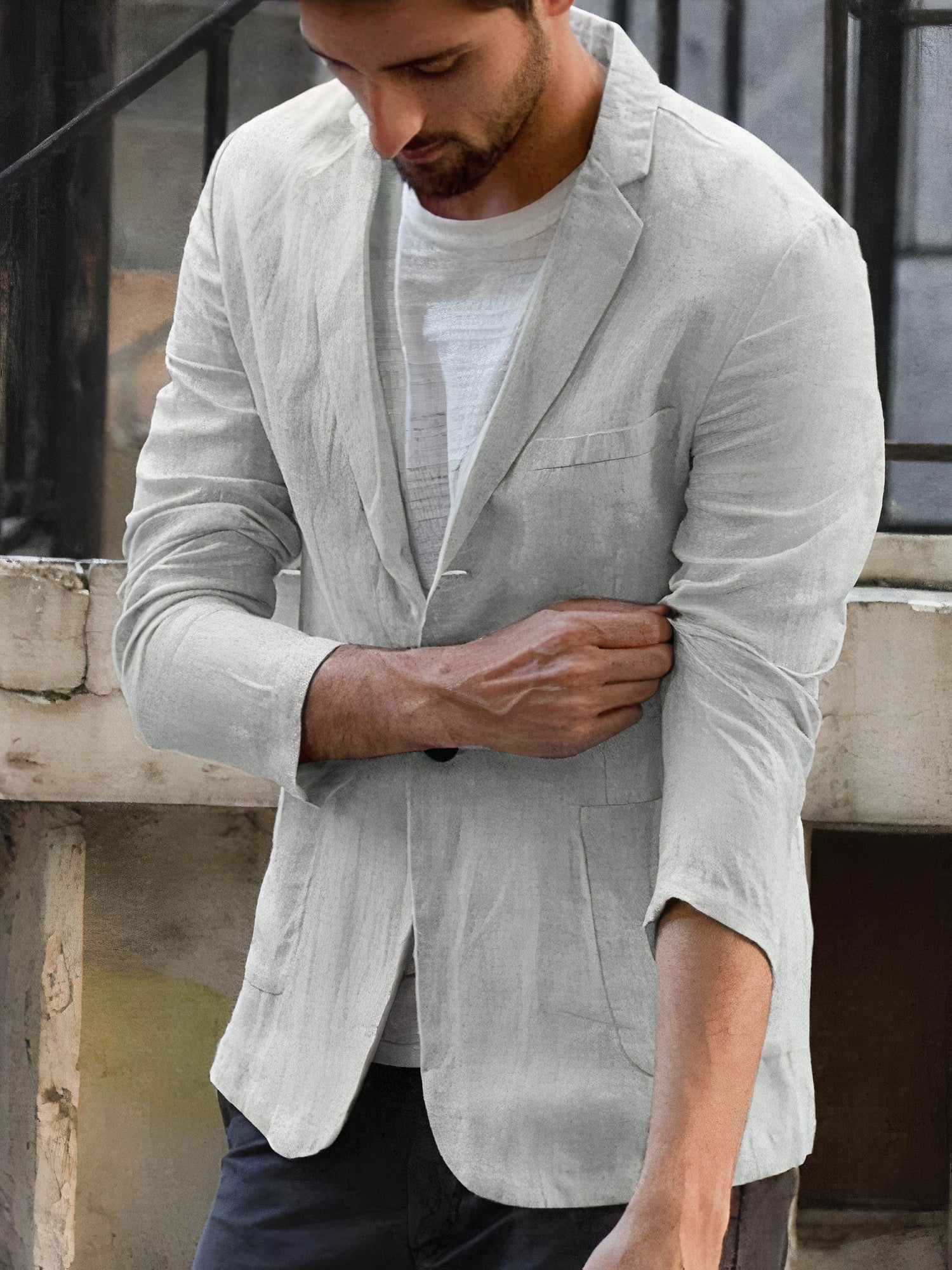 Men's Linen Jacket Modern Style-6