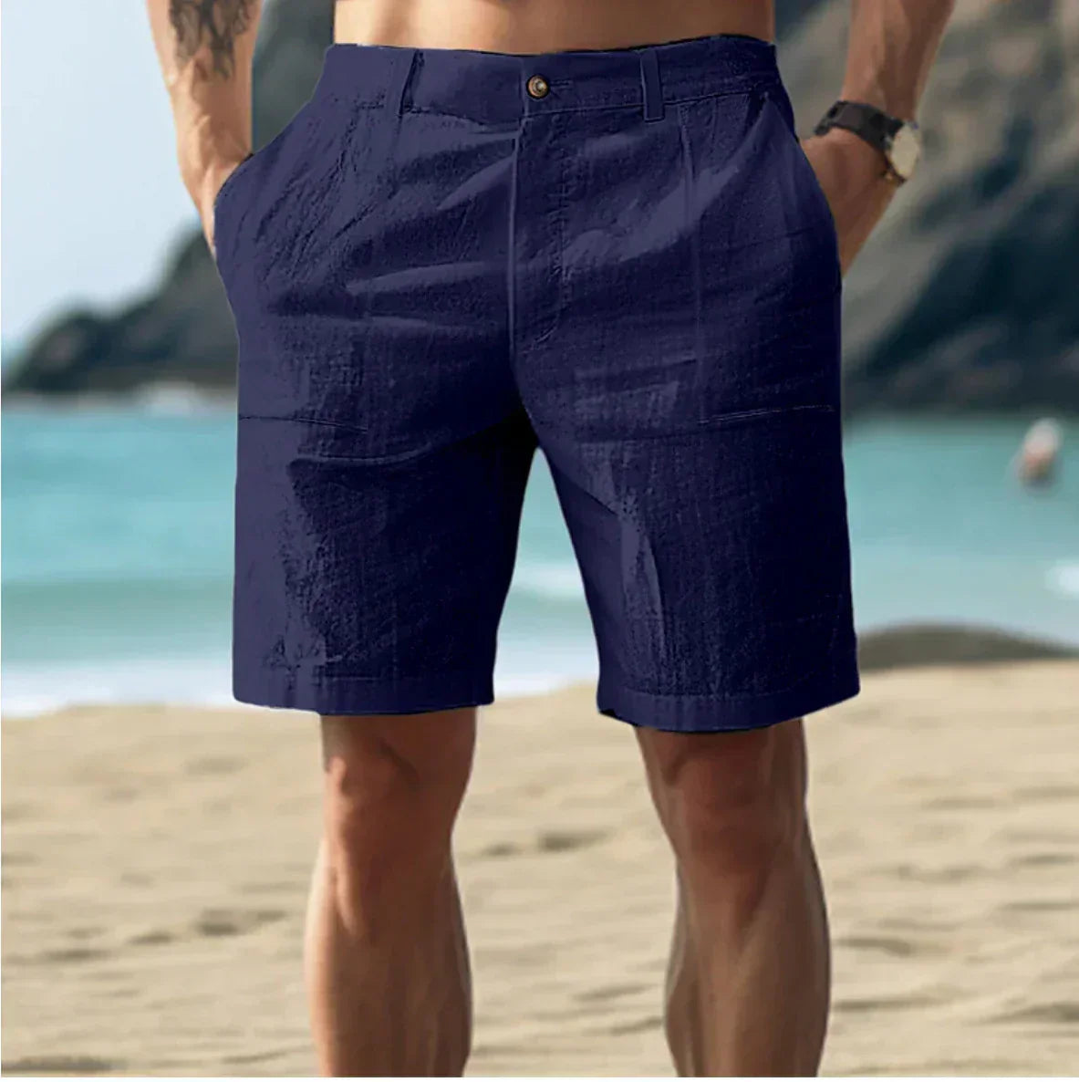 Variant image for Men's Flax Shorts for Summer Comfort-16