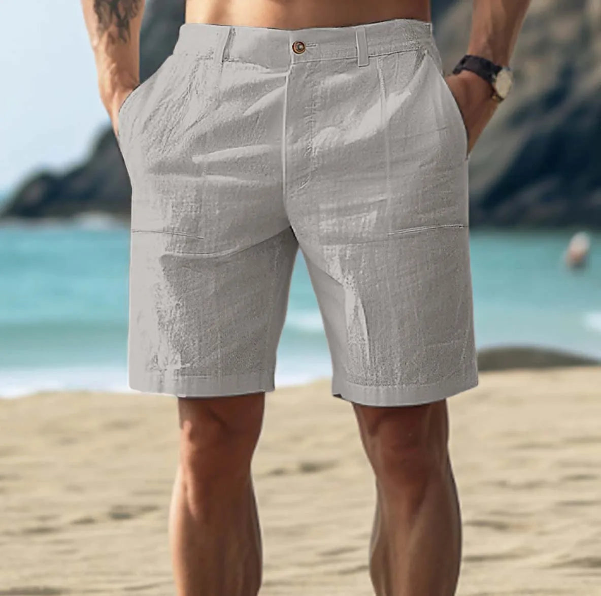 Men's Flax Shorts for Summer Comfort-4