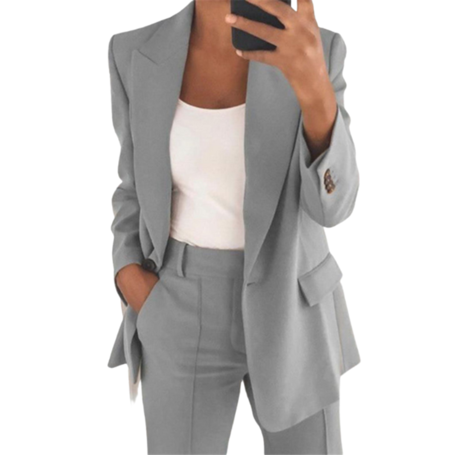 Blazer Suit – Polyester Blend Structured Shoulders & Tailored