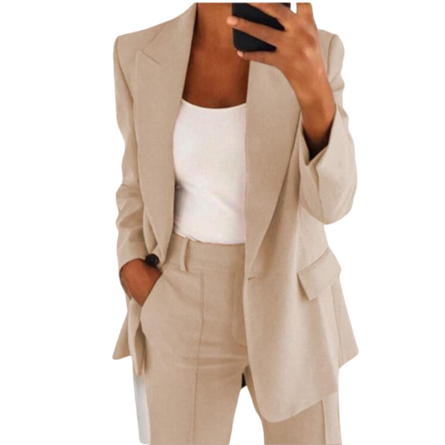 Blazer Suit – Polyester Blend Structured Shoulders & Tailored