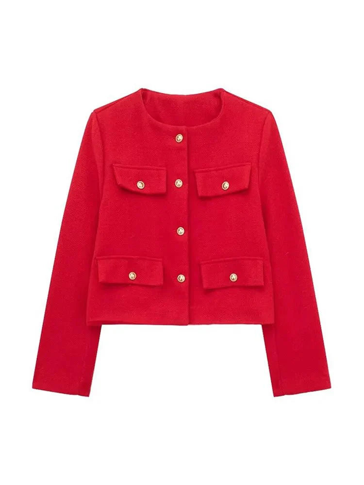 Blazer - Tailored Tweed Blend & Structured Front Shape