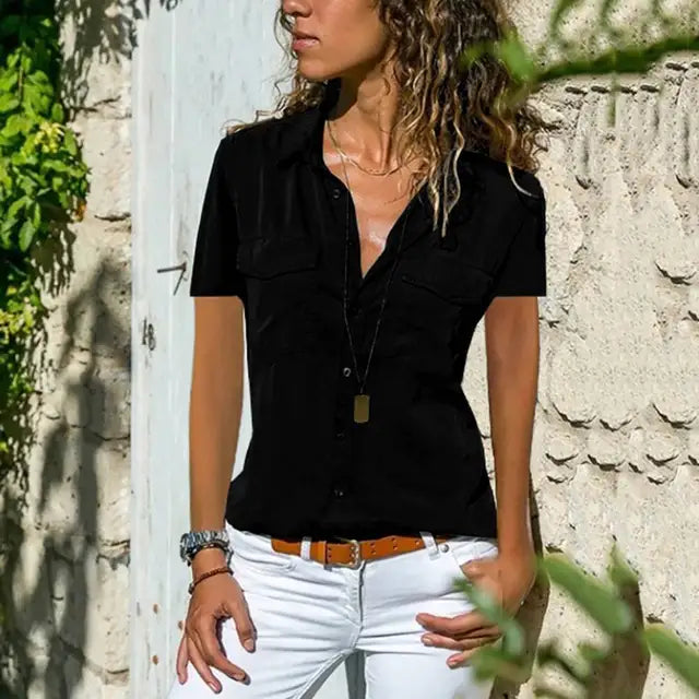 Blouse – Polyester Blend Long Sleeve & Neat Shoulder Fit