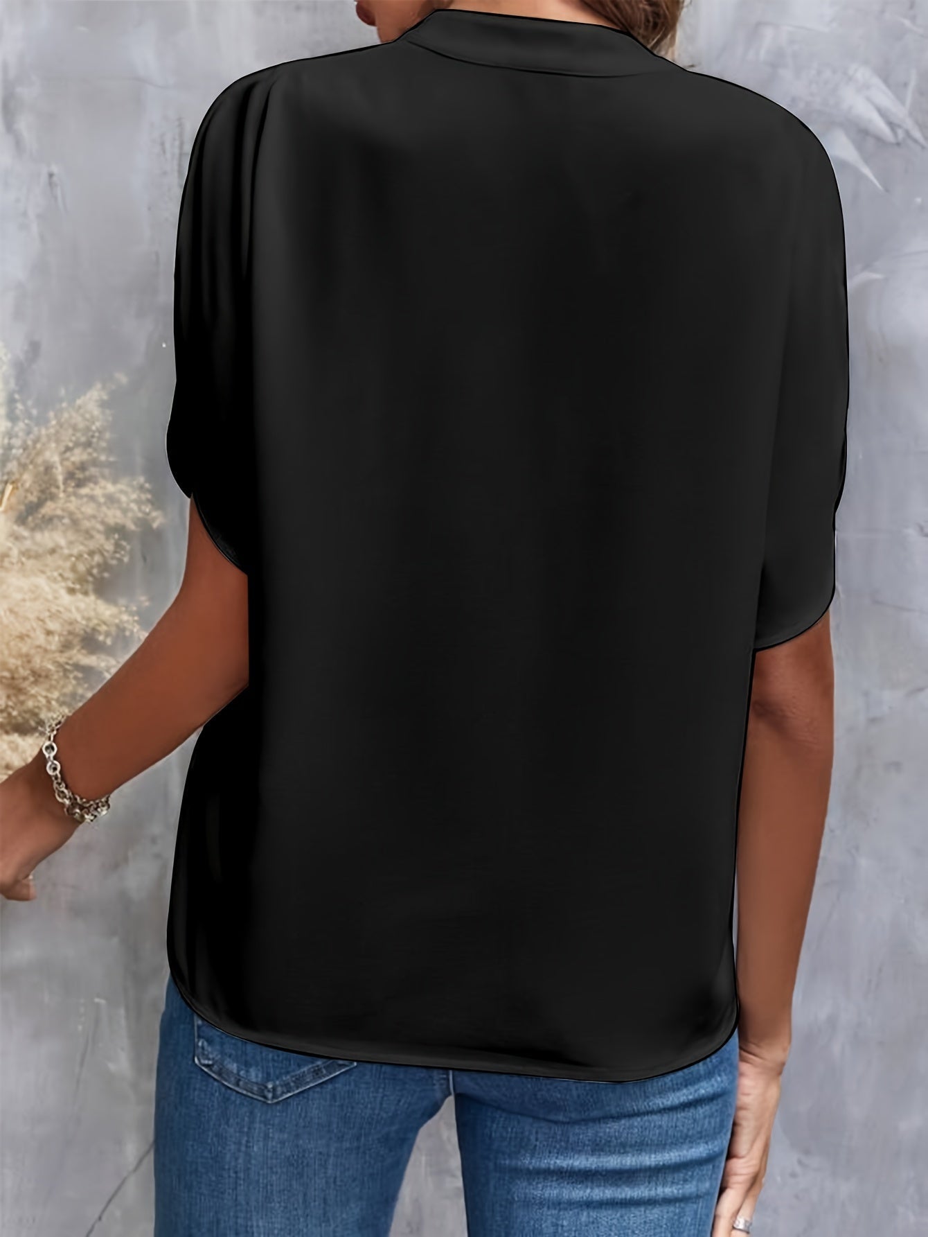 Blouse - Soft Blend V Neck And Loose Shape For Layering