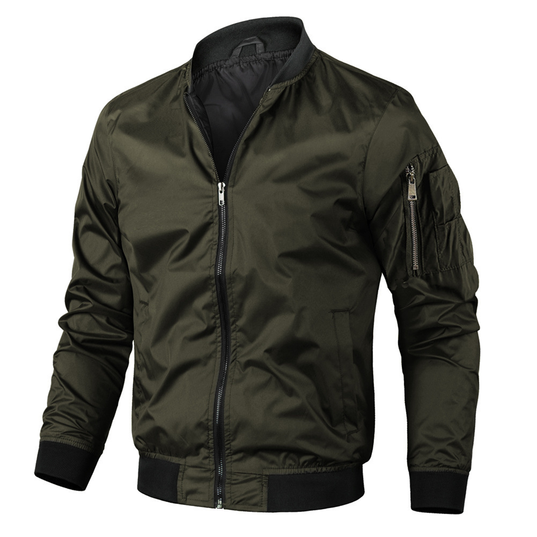 Bomber Jacket - Fabric Blend, Smooth Lining And Wind Shield